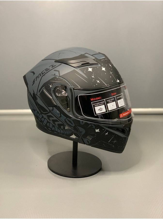 JK20 902 Güneş Vizörlü Çene Açılır Kask H2 GREY (Kırmızı)